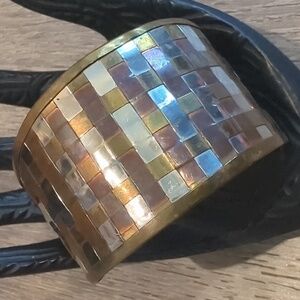 Vintage Mosaic Woven Mixed Metal Cuff
